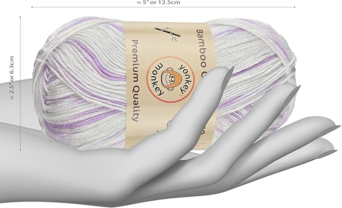 10-Pack of Yonkey Monkey 500 Grams Yarn - 70% Rayon derived from Bamboo, 30% Cotton - Imported - Purple White 9041