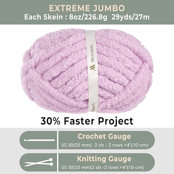 Jumbo Chunky Yarn for Hand Knitting - Super Thick Chenille Chunky Yarn for Crocheting - Extra Soft Bulky Fluffy Blanket Big Yarn 8 Jumbo Pack (27yds,8 oz Each Skein)