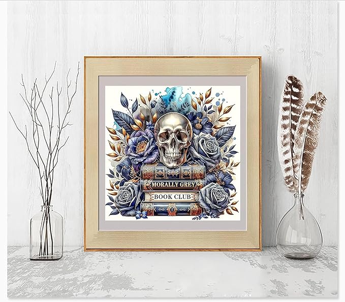 ARPADAMO Skull Book Diamond Art Kits for Adults,5D Diamond Painting DIY Book Diamond Art Diamond Painting Kits for Adult,Round Full Drill Diamonds, Diamond Art Kits for Home Decor-14x14inch