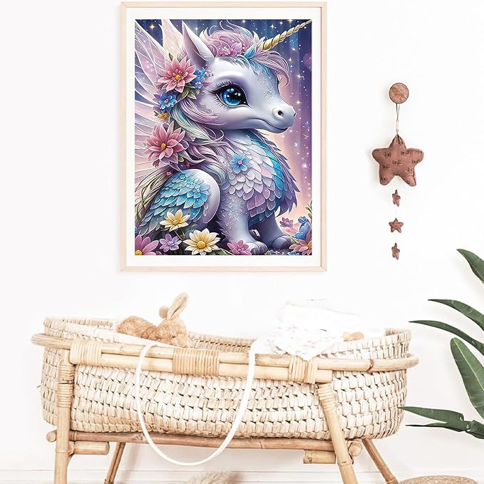 igoodom Diamond Art Kits for Adults, Unicorn Diamond Art Kits, Full Drill Round Unicorn Diamond Painting Kits, DIY Gem Art and Crafts for Home Wall Decor Gift 12x16inch