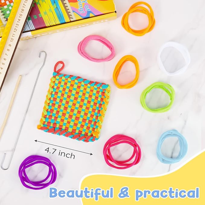 810PCS Weaving Loom Loops, 9-Color Rainbow Weaving Refill Loops for 7" Potholder Loom, Weaving Loop DIY Crafts Projects for Kids Adults