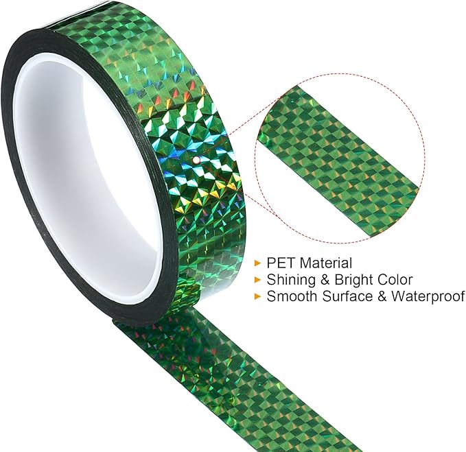 PATIKIL Prism Tape 1 Inch x 55 Yards, Holographic Metalized Reflective Adhesive for Detailing Accent Wall Decor Art, Green