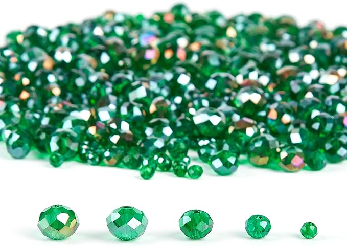 laopottbeads 800pcs 4/6/8/10mm crystal glass beads for jewelry making beads for bracelets necklace pendants making supplies(malachite green)