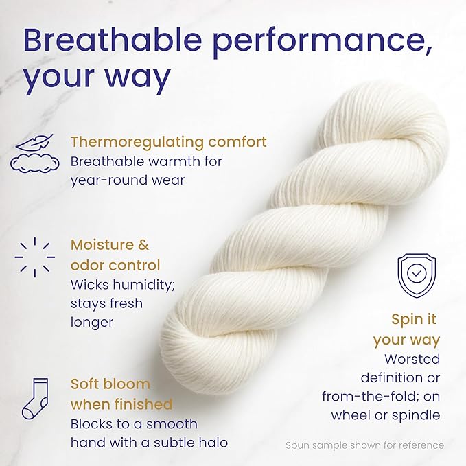 Revolution Fibers Merino Wool Roving 1 lb (16 Ounces) for Spinning | Soft Chunky Jumbo Yarn for Arm Knitting Blanket |100% Natural Undyed (Off-White) Wool Yarn, Felting Core, Carded Stuffing