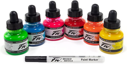 Daler Rowney FW ACR Ink Set 6X29.5ML NEON