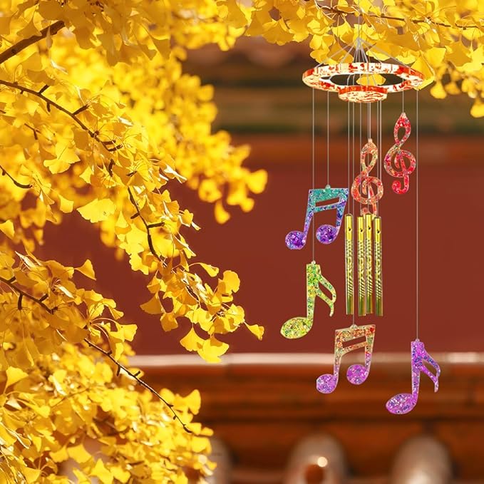 32Pcs Wind Chimes Resin Molds, Music Note Epoxy Resin Mould Wind Bell Silicone Mold Pendant Casting Moulds for DIY Key Chain Necklace Crafts Ornament Home Garden Wall Hanging Decoration