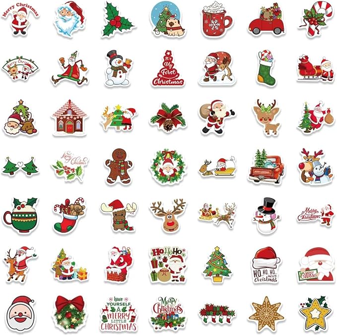 100 pcs christmas stickers by taeekiy,cute happy holiday stickers for water bottles,laptop,phone etc.winter xmas stickers for adults boys girls