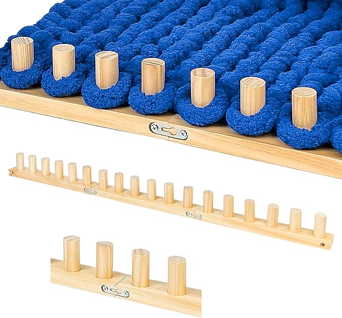 39" Chunky Knitting Blanket Loom - Adjustable Length & Portable Wooden Weaving Loom, for Making Large Blankets and Scarves