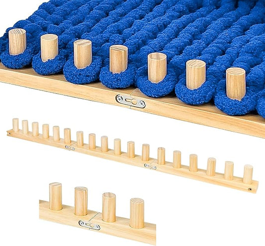 39" Chunky Knitting Blanket Loom - Adjustable Length & Portable Wooden Weaving Loom, for Making Large Blankets and Scarves