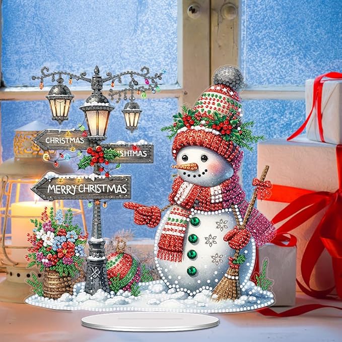 LAKEQUILL Christmas Snowman Diamond Art Hanging Kits for Adult, Diamond Art Painting Hanging Kits Ornaments, DIY Special Shaped Rhinestone Window Pendants kit for Home Garden Wall Decor Gift