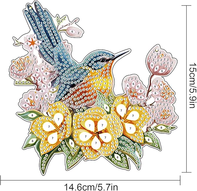 DIY 5D Bird Flower Diamond Art Painting Kits Hanging Sign Wall Art Sign Special Shaped Diamond Art Window Hanging Ornament Pendants Home Garden Wall Door Hanging Diamond Art Kits Valentine's Day Gift