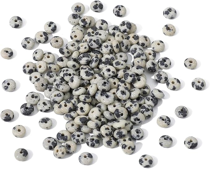 beadia natural dalmatian disk stone beads 4x2mm 160pcs rondelle loose semi gemstone beads for jewelry making design