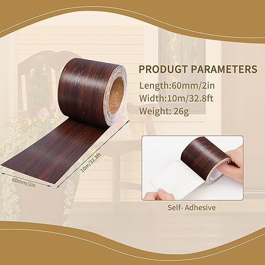 Wood Grain Repair Tape, 2" x 32ft Self Adhesive Tape for Furniture, Flooring, Cabinets, Doors, Windows, DIY Crafts - Durable, Easy to Use for Seamless Repairs