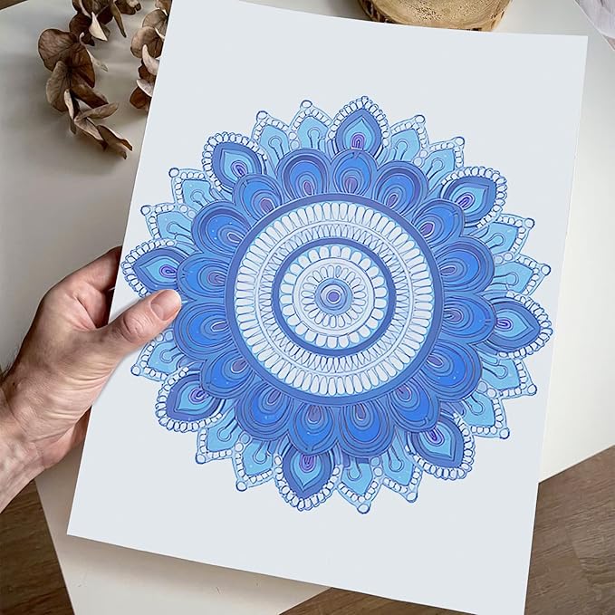 CKMOREL Spiral Bound Adult Coloring Book, Mandala Coloring Book for Adults, Thick Paper, 24 Pages, Single-Sided, Mindfulness Gift for Women