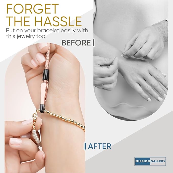 Bracelet Helper Tool - Fastener Helper Tool for Bracelet, Necklace, Jewelry, Watch - Clasp Helper - Portable, Easy-to-Use, Made of Metal, Pale Rose
