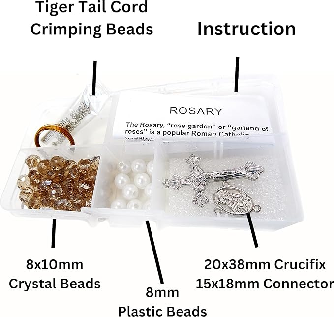 Linpeng Rosary Prayer Necklace Making Kit, DIY Jewelry Supplies, First Communion Gift for Youth Beader, 1 pk