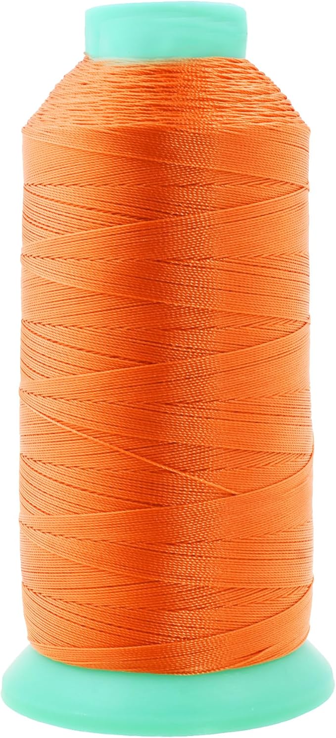 Mandala Crafts Size 92 280D T90 Bonded Nylon Thread - Orange 1100 YDs Tex 90 Heavy Duty Sewing Threads for Leather, Jeans, Weaving, Outdoor Marine Upholstery