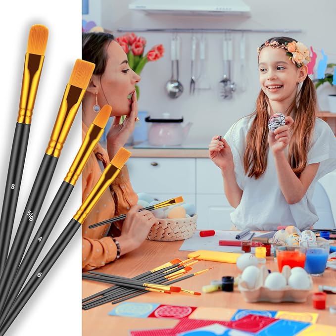 Paint Brushes Set, 60 Pcs Paint Brushes for Acrylic Painting, Oil Watercolor Acrylic Paint Brush, Artist Paintbrushes for Body Face Rock Canvas, Adult Drawing Arts Crafts Supplies, Black