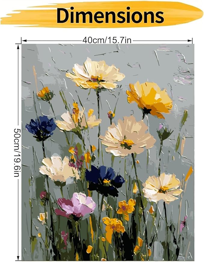 CHWGLFGG Paint by Numbers Kit for Adults Beginner, Wild Flowers Adult Paint by Number Kits on Canvas, DIY Acrylic Oil Easy Painting by Numbers for Home Wall Decor 16X20 inch (Without Frame)