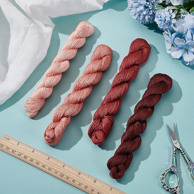 FREEBLOSS 4 Pcs Sashiko Thread Sashiko Skein 100 M*4 Colors(Red) Cotton Embroidery Thread Japanese Quilting & Embroidery Sashiko Kit Supplies Sewing Thread