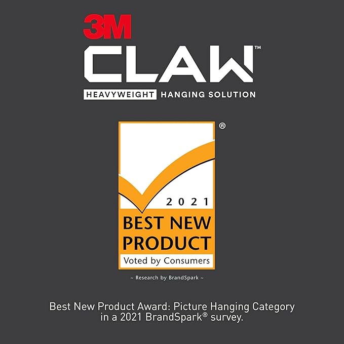 3M CLAW(TM) 65 lb. Drywall Picture Hanger With Spot Markers, Heavyweight Hanging Solution for Room Decor and Office Decor, Including Mirrors or Large Art – 3 Pack