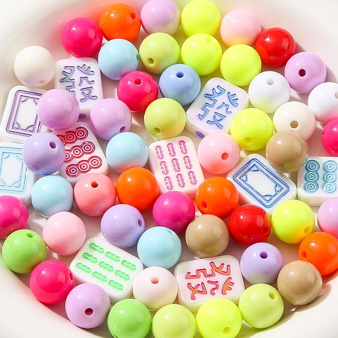 16mm Acrylic Color Beads Chunk Bubblegum Beads Beads for Pens,Mahjong Beads,Jumbo Plastic Beads for Necklace Jewelry Bracelets DIY Crafts Making (Color)