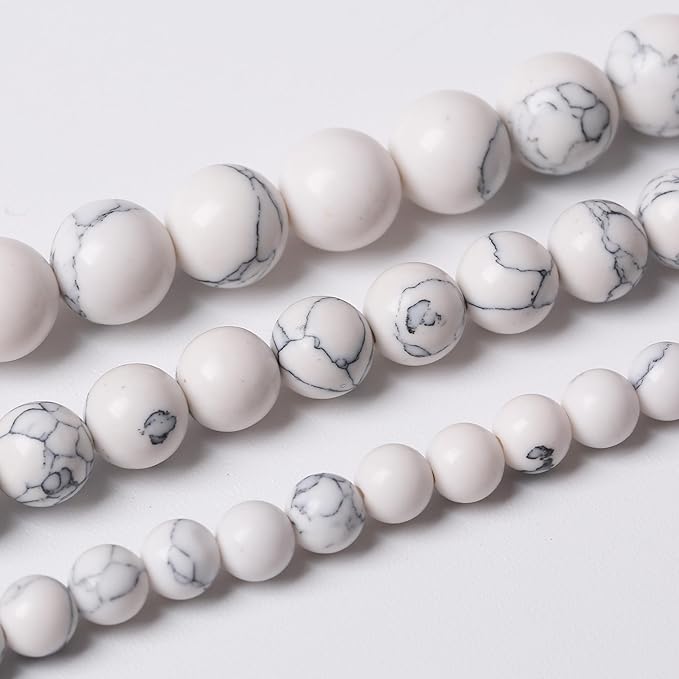 White Turquoise Stone Beads for Jewelry Making DIY Bracelet Necklace Gemstone Round Crystal 1 Strand 15.5inch 90PCS 4MM