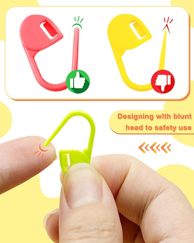 300pcs FIVEIZERO Stitch Markers with 6 pieces of large blunt sewing needles,colorful knitting markers,plastic crochet hook clip,bulk Crochet hook markers for knitting stitch locking clip crochet hooks