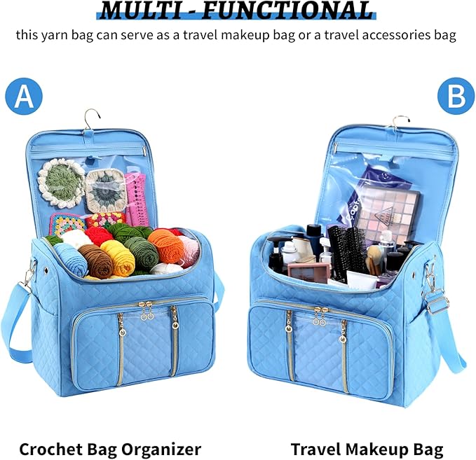 knitting bag- Crochet bags for on the go,yarn storage organizer, perfect for knitting and crochet accessories（Sky blue）
