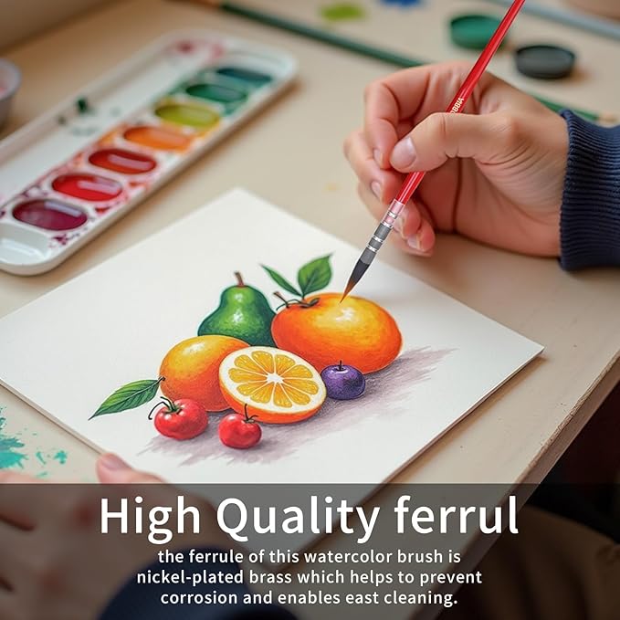 Professional Watercolor Synthetic Squirrel Hair Paint Brushes, Mop Paintbrushes, Art Supplies for Art Painting, Gouache, Fine Detailing, Acrylic, Aquarelle & Oil Painting（11pcs