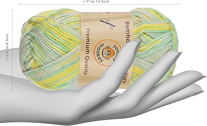 10-Pack of Yonkey Monkey 500 Grams Yarn - 70% Rayon derived from Bamboo, 30% Cotton - Imported - Green Yellow 9049