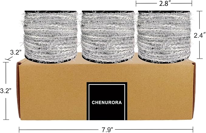Artisanal Yarn Collection Multifiber Fancy Yarn with Laser Silver Sheen for Knitting Crocheting Crafts DIY, Set of 3 Rolls (Ice Silver)