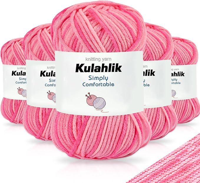250g(5x50g) Acrylic Yarn for Crochet/Knitting, Colorful Gradient Yarn Thread, 5 Rolls Skeins, Perfect for Any Knitting Crochet and Crafts Mini Project