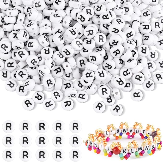 1500pcs Letter R Beads Bulk, Letter Beads, Alphabet Bead for Friendship Bracelets, Jewelry Making Supplies,DIY Making Kit