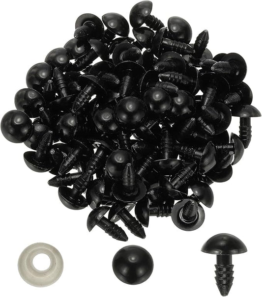 PATIKIL 12mm Safety Eyes, 100 Set Plastic Craft Eyes with Washers Safety Eyes for Stuffed Animals Crochet Toys Dolls DIY Craft Making, Black