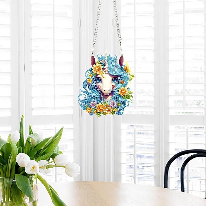 AiYuanzsh Animal DIY Acrylic Diamond Art Painting Pendant Kits Special Shaped Rhinestone Round Diamond Art Window Pendants Home Garden Wall Hanging Kits Home Wall Decor Gift