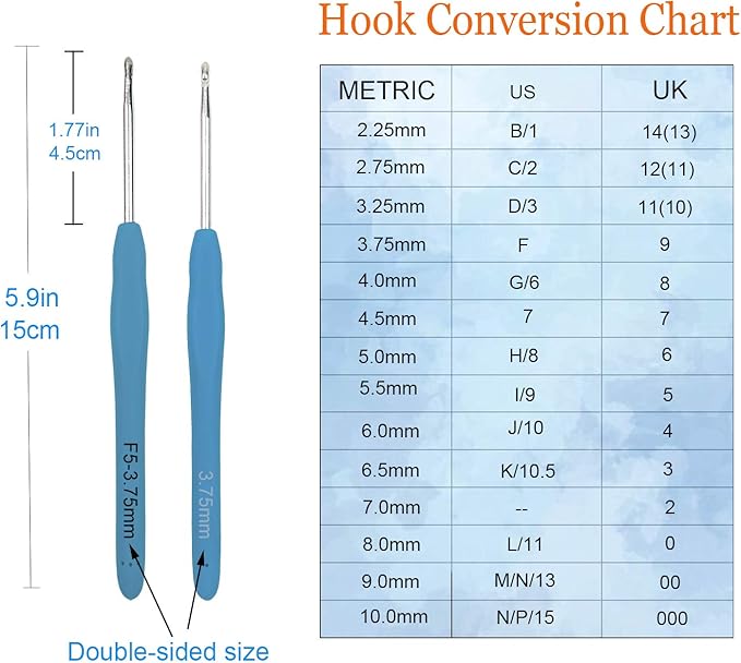Mdoker Extra Long Crochet Hooks,Ergonomic Grip Soft Handles for Handmade DIY Crocheting,Crochet Hook Needles for Arthritic Hands,Size E/4(3.5MM)