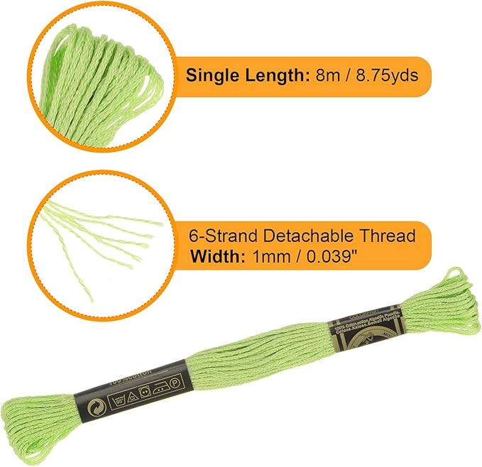 HARFINGTON 12 Skeins Embroidery Floss 8.75yds(8m) Egyptian Long-Staple Cotton Cross Stitch Thread for Sewing DIY Bracelet Yarn String and Crafts, Dark Green(6016)