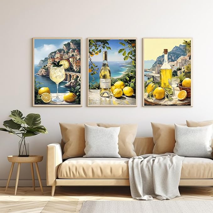 EIBEILI Diamond Art Kits for Adults, 3-Pack Limoncello Diamond Painting Kits for Beginner Round 5D Full Drill Diamond Dots Crafts for Home Wall Decor Gifts 12x16 Inch