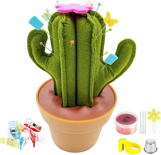 Suguaro Pin Cushion Sewing Kit with Included Sewing Notions | Magnetic Pin Holder | Cute Décor for Sewing Desks | Perfect Gift for Quilters, Sewers, Applique & Patchwork Crafters
