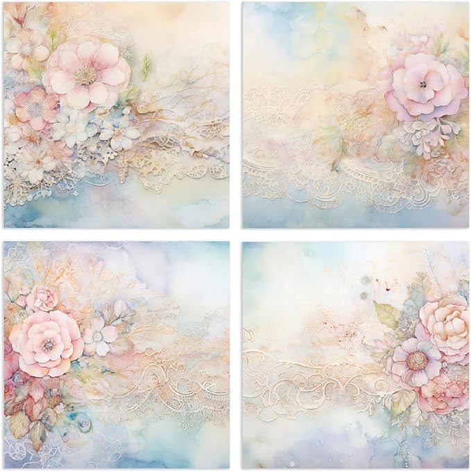 YASMEN Flowers Scrapbook Paper Pad, 6x6 Single-Sided Valentine Cardstock Paper Pad for Card Making, Journals, Planner, DIY Envelopes, Greeting Cards, Decorative Art Craft -24 Sheets