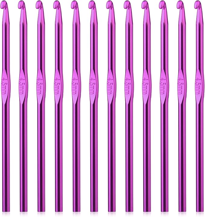 UzecPk 12Pcs 4.5mm Crochet Hook, US Size 7 Aluminum Crochets Hooks Craft Yarn, Crochet Hooks Bulk Crochet Needles for Crocheting Yarn, Metal Crochet Hook for Knitting Scarf Hat