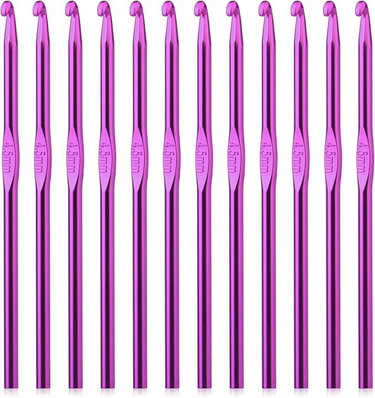 UzecPk 12Pcs 4.5mm Crochet Hook, US Size 7 Aluminum Crochets Hooks Craft Yarn, Crochet Hooks Bulk Crochet Needles for Crocheting Yarn, Metal Crochet Hook for Knitting Scarf Hat