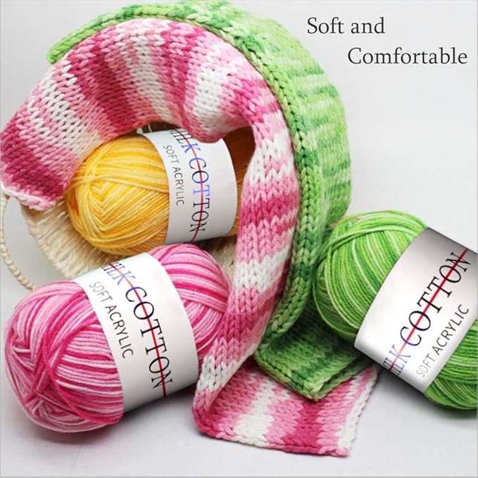 6 Rolls Crochet Yarn, for Crocheting, Assorted Colors Acrylic Soft Yarn Perfect for Any Knitting Crochet and Crafts Mini Project