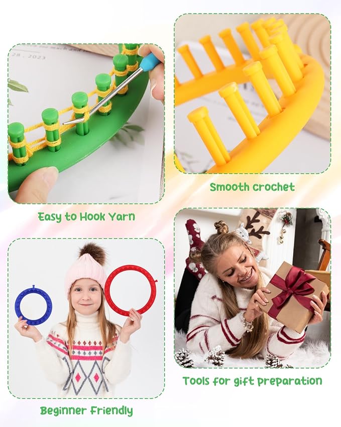 Aeelike 2 Pcs Round Knitting Looms Set, 36 Pegs Knitting Loom Simple for Beginner, 24 cm Diameter Plastic Loom Knitting, Small Round Loom Knitting Set for Home DIY, Teaching, Learning