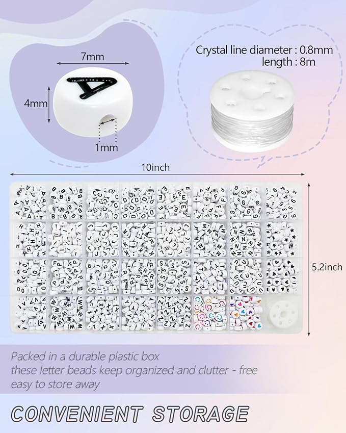 Amaney 1600pcs Acrylic Alpabet Letter Beads,31 Styles,Heart,Number,Star and Smiley Beads,4x7mm for Jewelry Making Bracelets Necklaces Key Chains