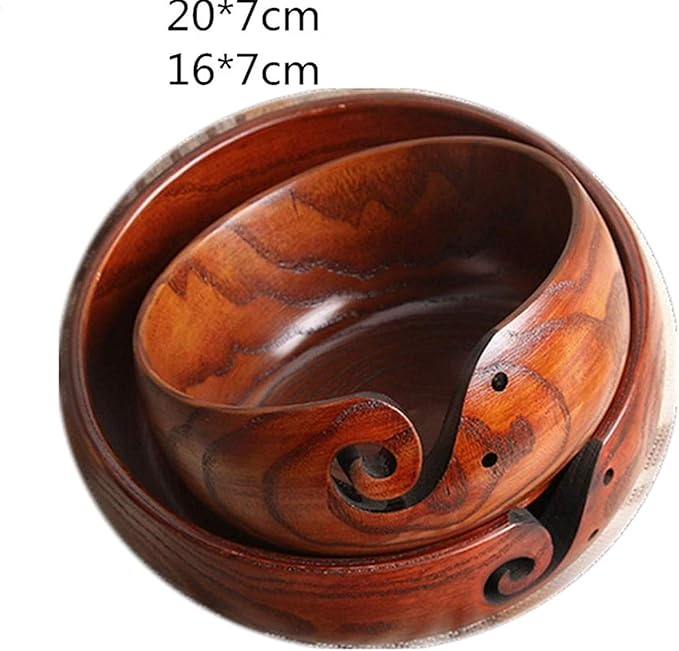 Wooden Yarn Bowl Largest, 1 PCS Premium Knitting Storage Accessories & Supplies, Yarn Holder for Knitting and Crochet Yarn Winder, Handcrafted Yarn Ball Bowl Brown Box #04
