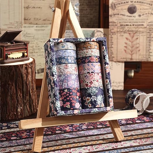 12 Rolls Floral Washi Tape Set - 0.4/0.6/0.8/1.2in Numerous Flowers Design Decorative Tapes for Journaling Scrapbooking Writable Vintage Scrapbook Supplies Letter Gift Craft Tape(Colorful2)