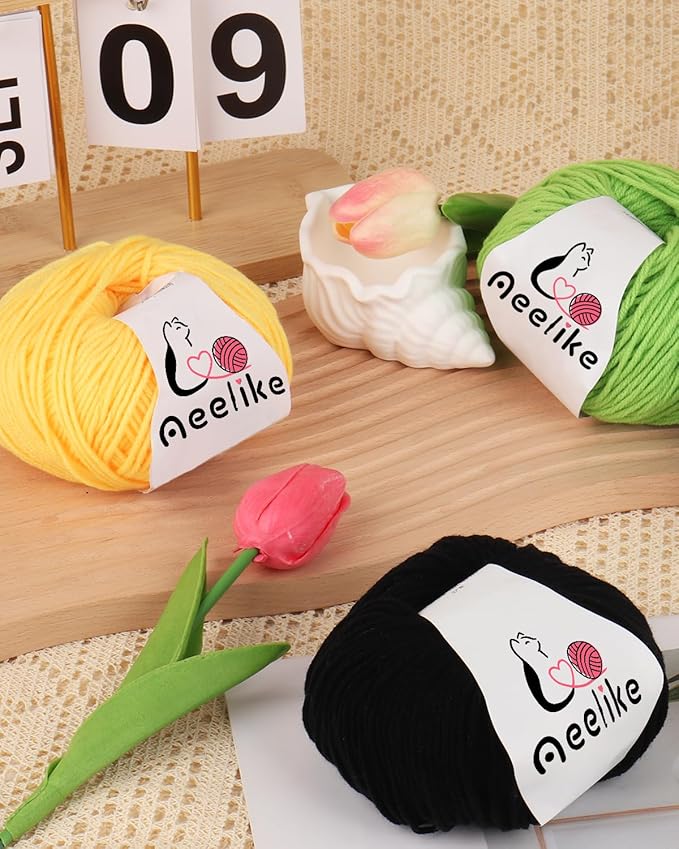 Aeelike Cotton Yarn for Crocheting, 20 PCS Multicolored Crochet Yarns Set 4 Medium (Worsted) Acrylic Yarn Bundle for Beginner Making DIY Crafts & Small Colorful Projects (Color B)