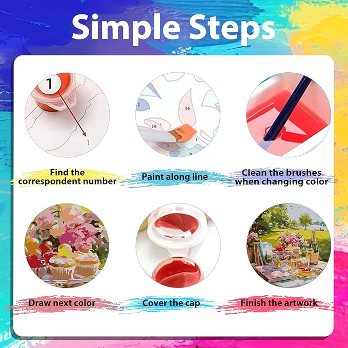 xcemhil Picnic Paint by Numbers Kit for Adults Beginner, Picnic Paint by Numbers for Adult, Acrylic Paint by Number Kits Suitable for Home Wall Art Decor Gifts 16x20 Inch